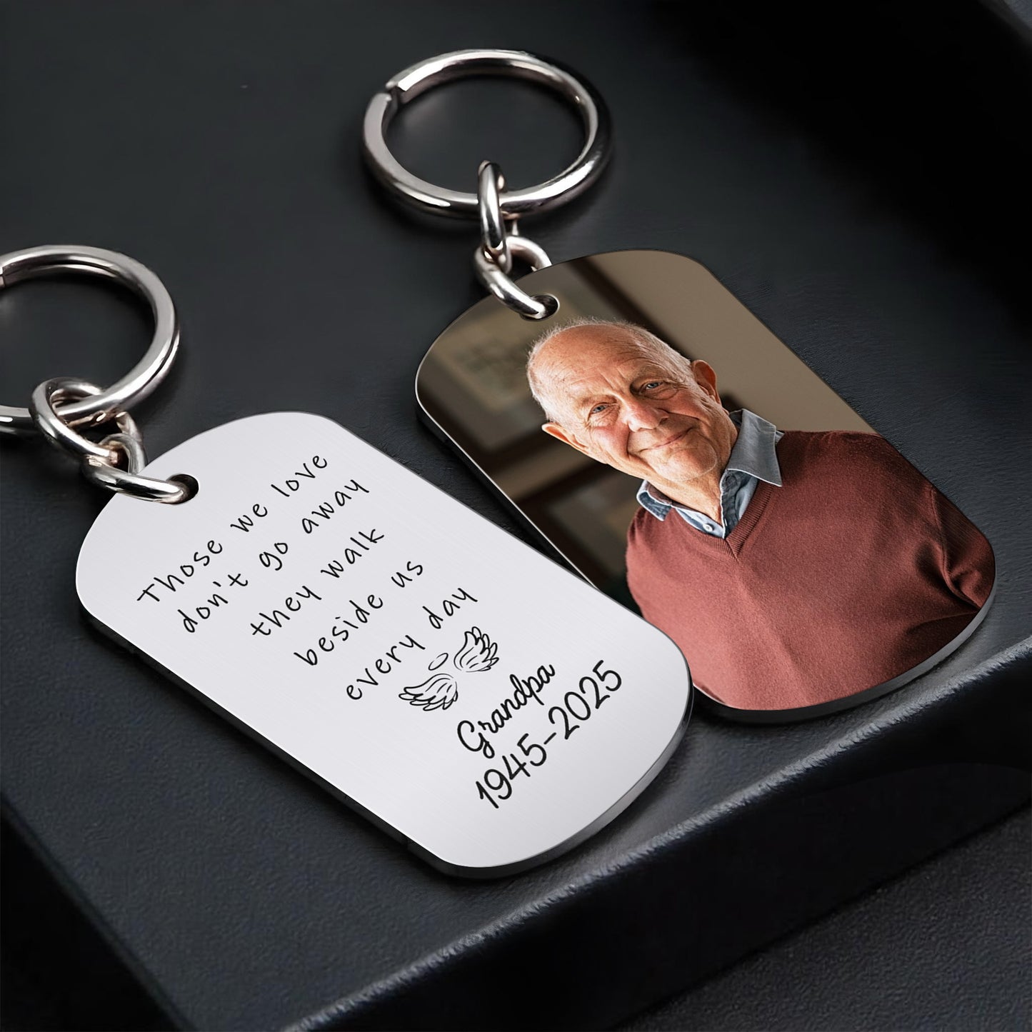 Those We Love Don't Go Away, Memorial Keychain With Wings