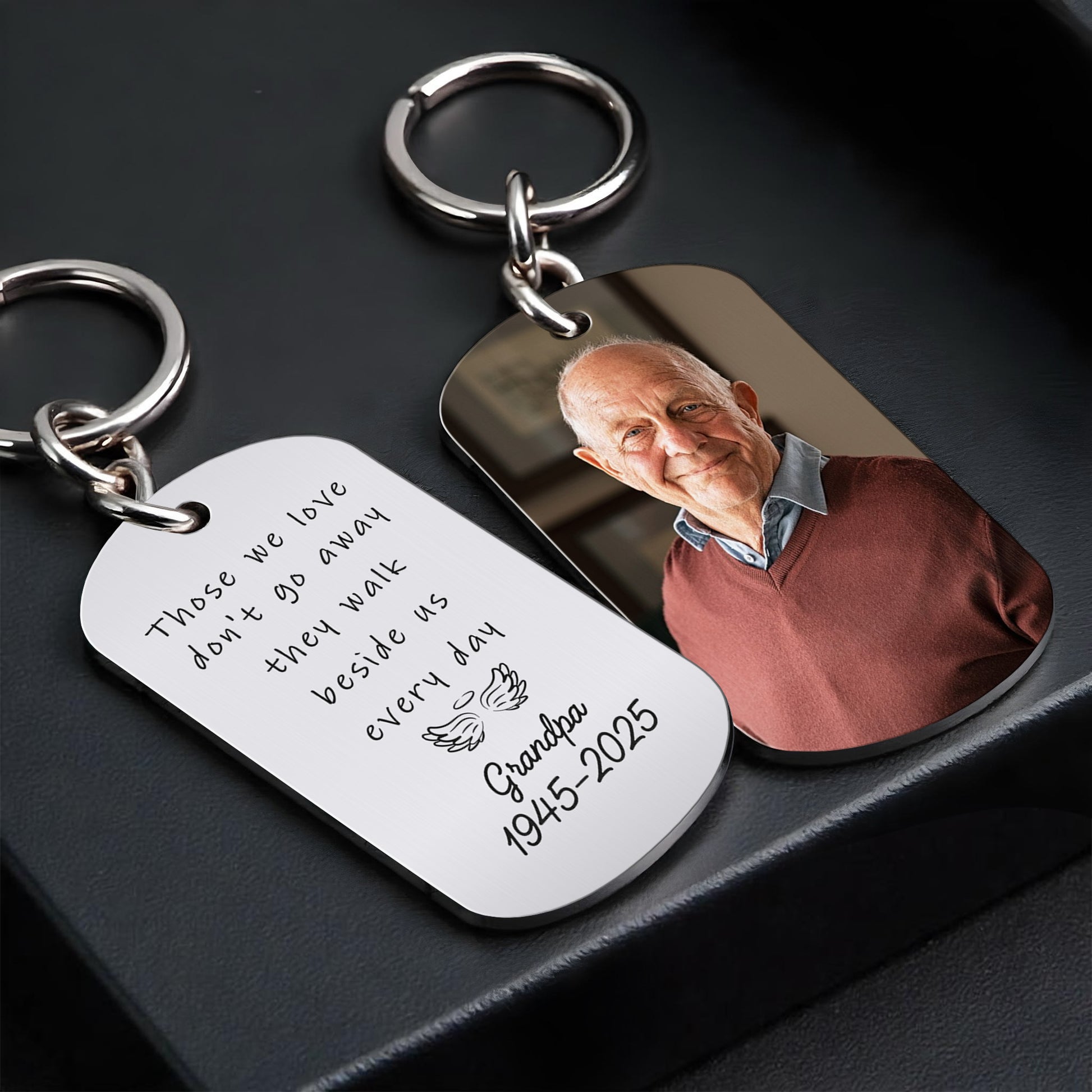 Those We Love Don't Go Away, Memorial Keychain With Wings
