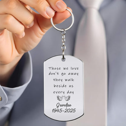 Those We Love Don't Go Away, Memorial Keychain With Wings