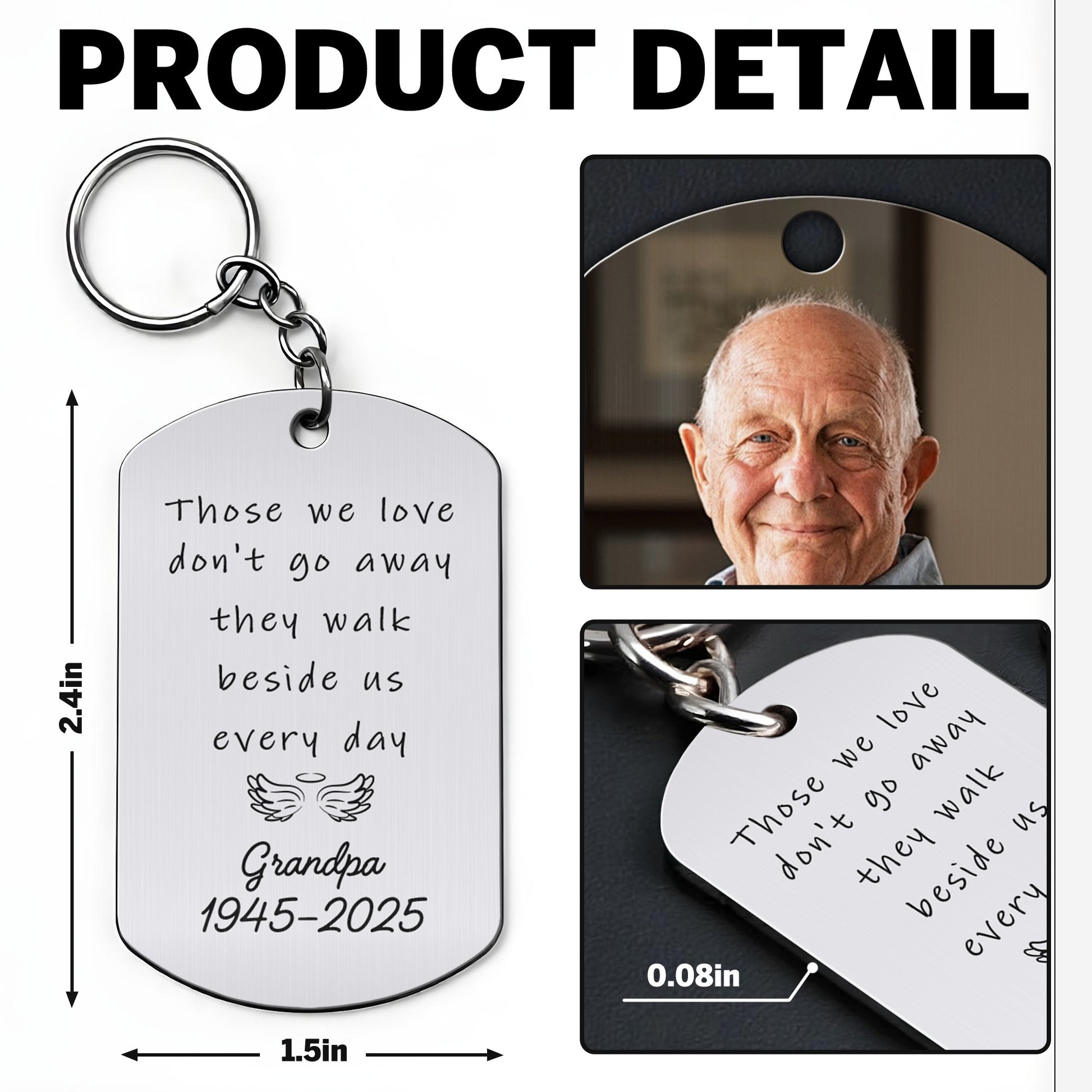 Those We Love Don't Go Away, Memorial Keychain With Wings