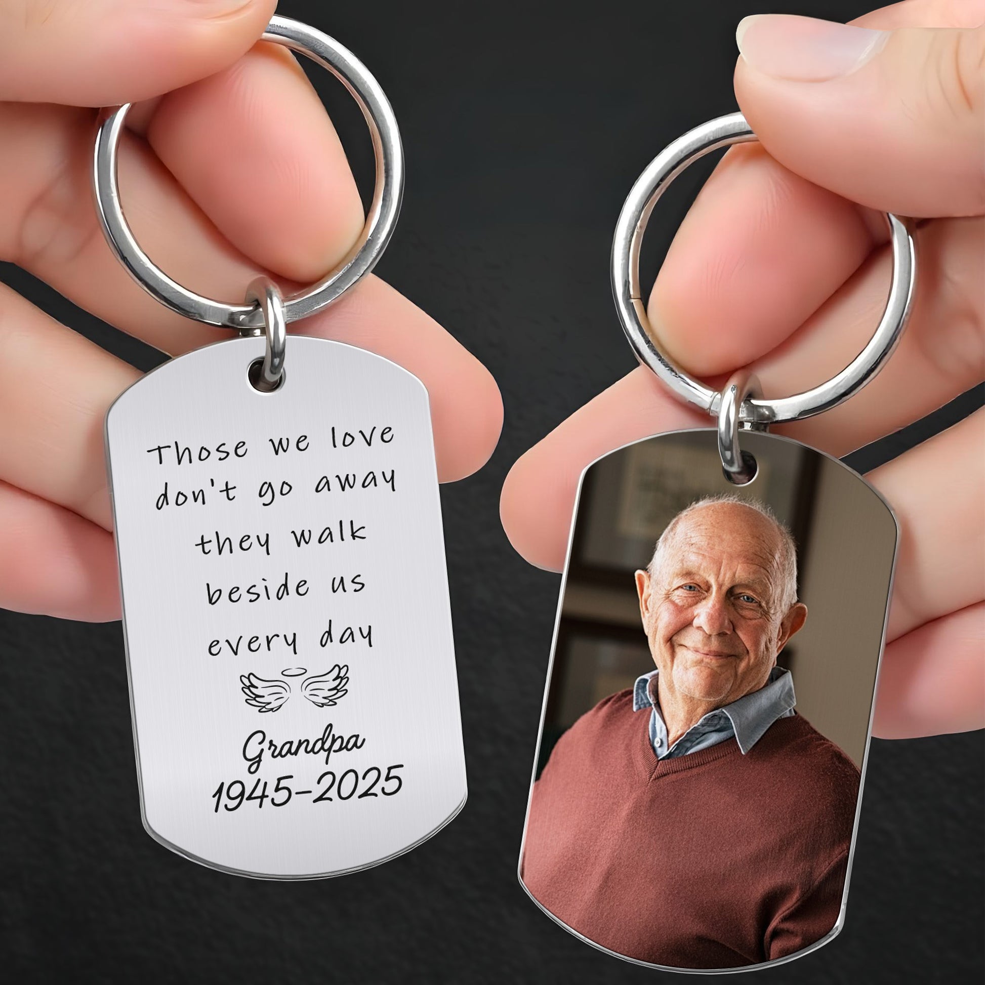 Those We Love Don't Go Away, Memorial Keychain With Wings