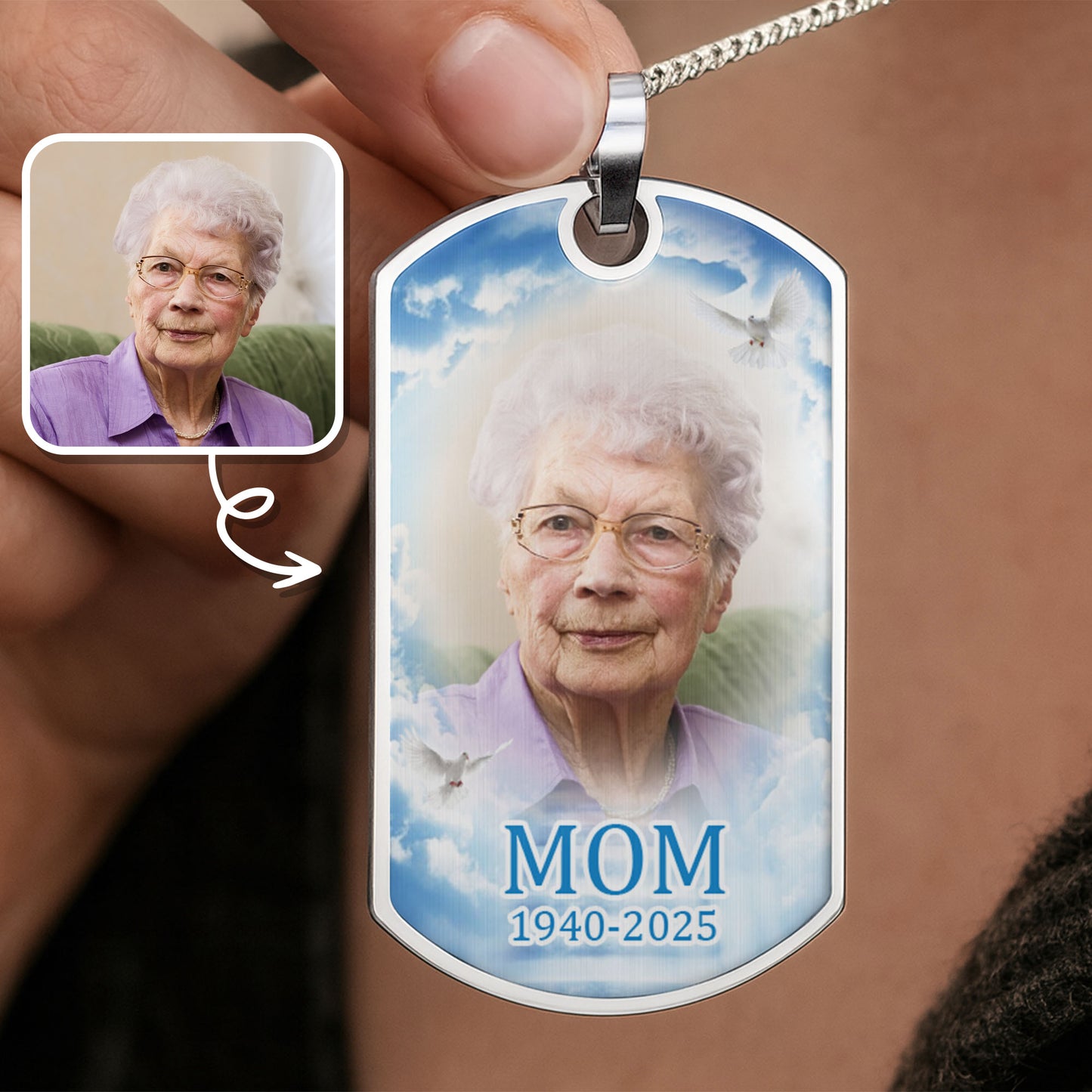 Customizable Tribute Necklace With Clouds And Dove
