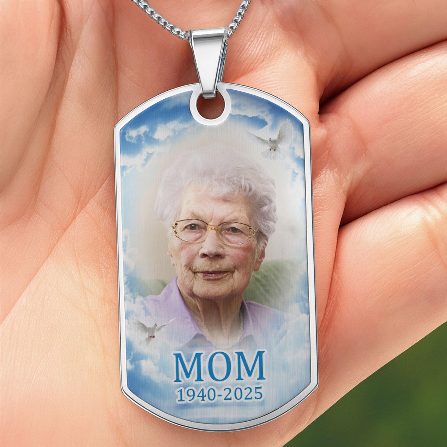 Customizable Tribute Necklace With Clouds And Dove