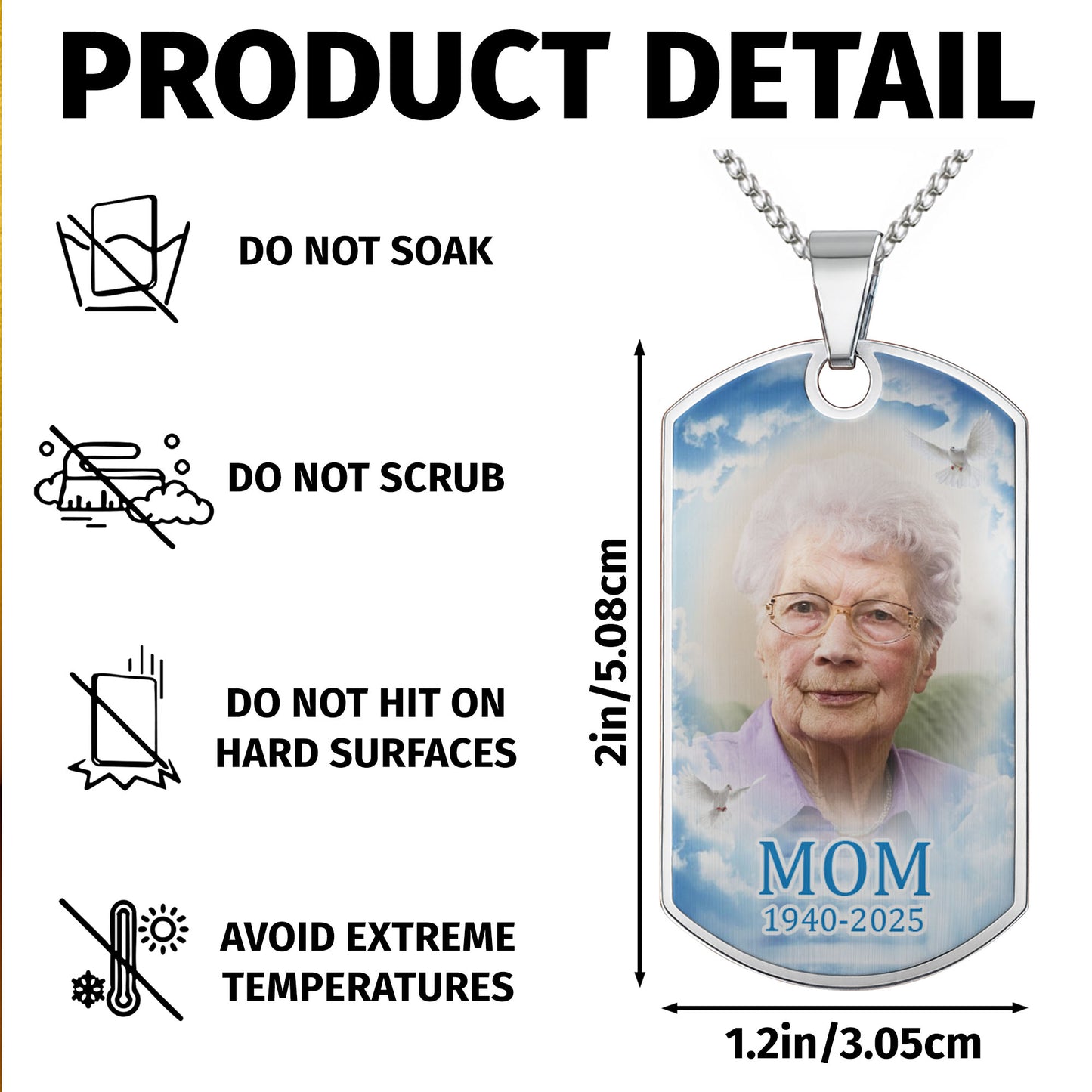 Customizable Tribute Necklace With Clouds And Dove