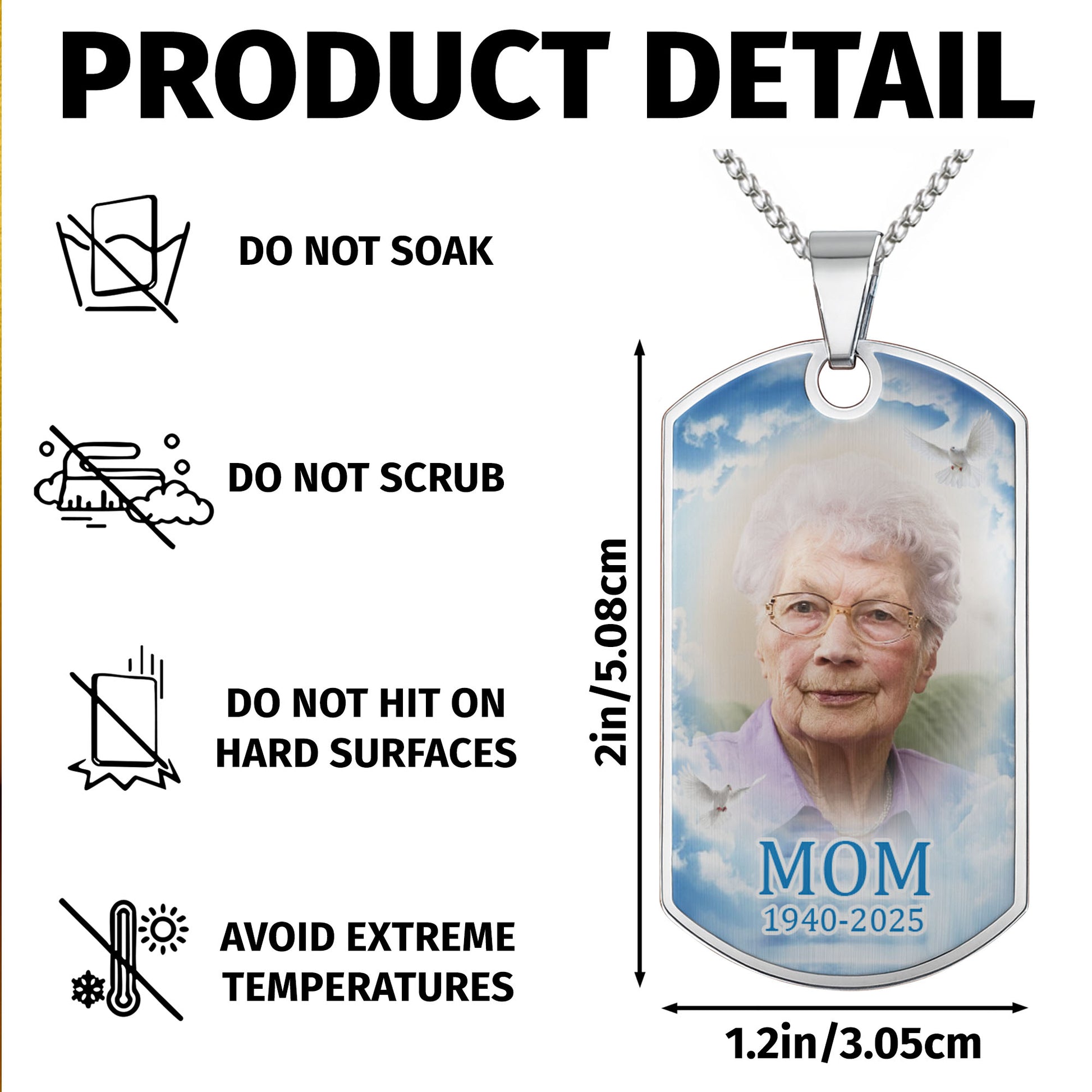 Customizable Tribute Necklace With Clouds And Dove