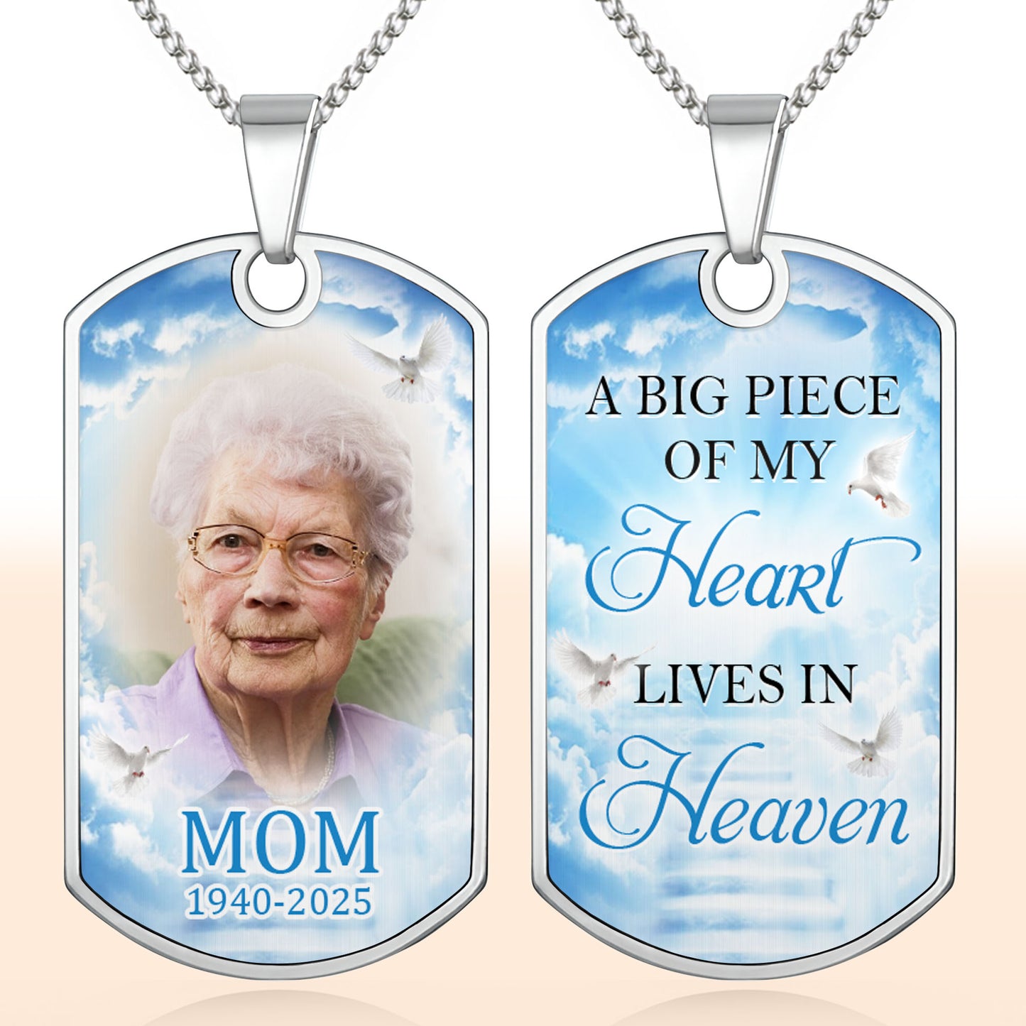 Customizable Tribute Necklace With Clouds And Dove