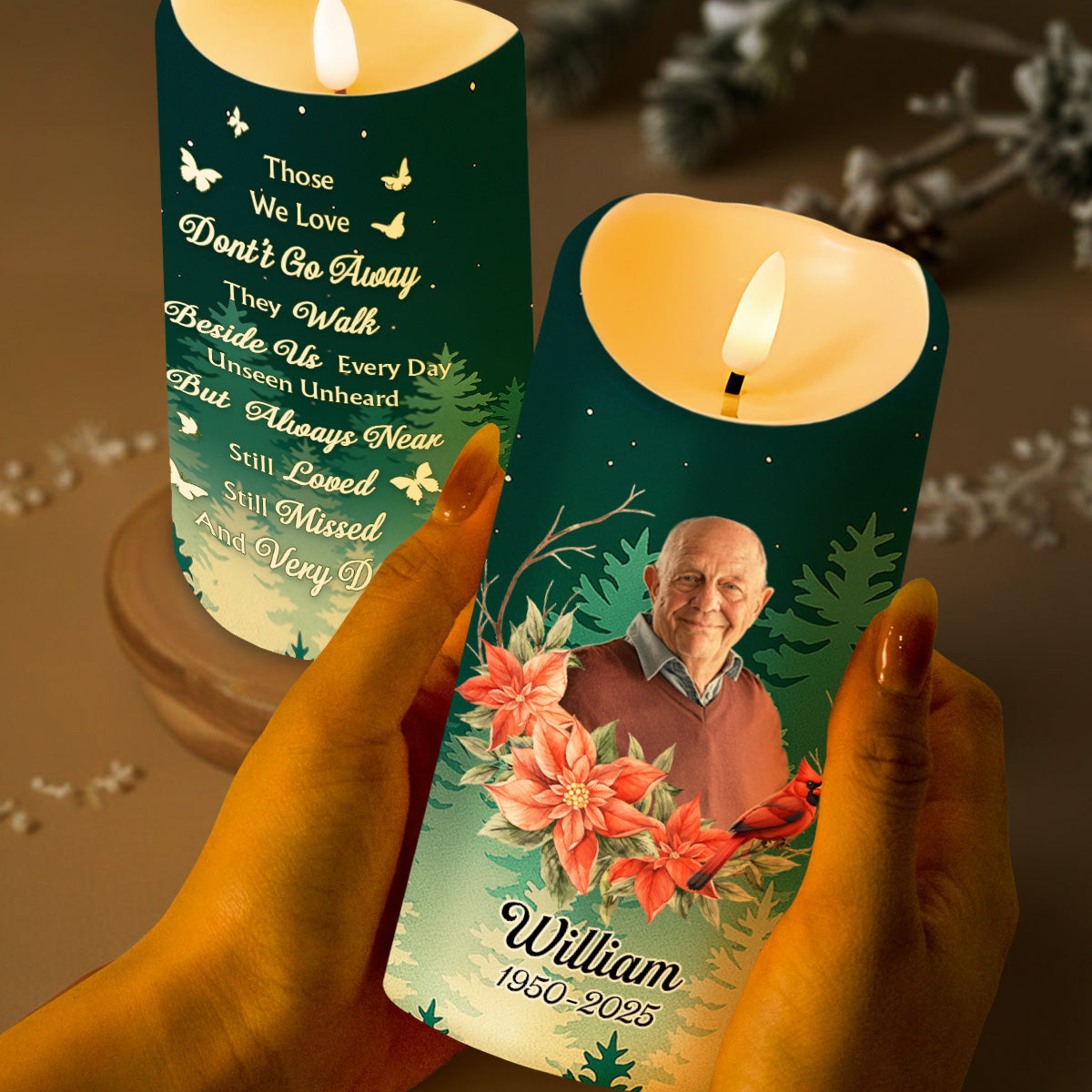 Vela LED conmemorativa "Quienes amamos no se van" - Vela LED personalizada - HME254_LECA