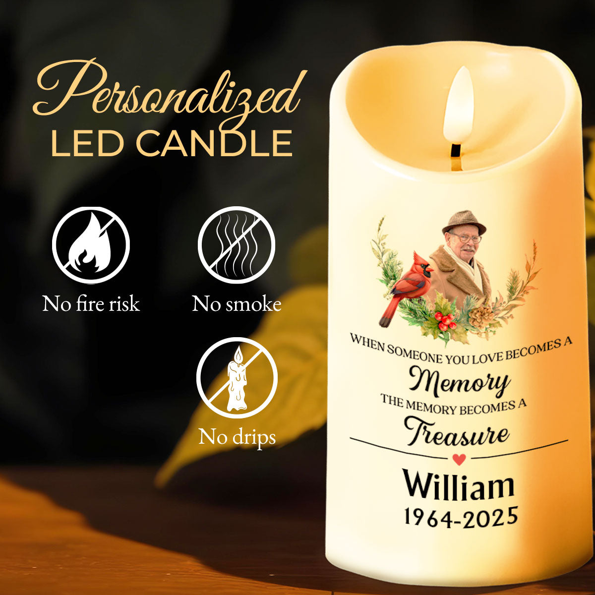 Cuando alguien a quien amas se convierte en un recuerdo - Vela LED personalizada - HME255_LECA
