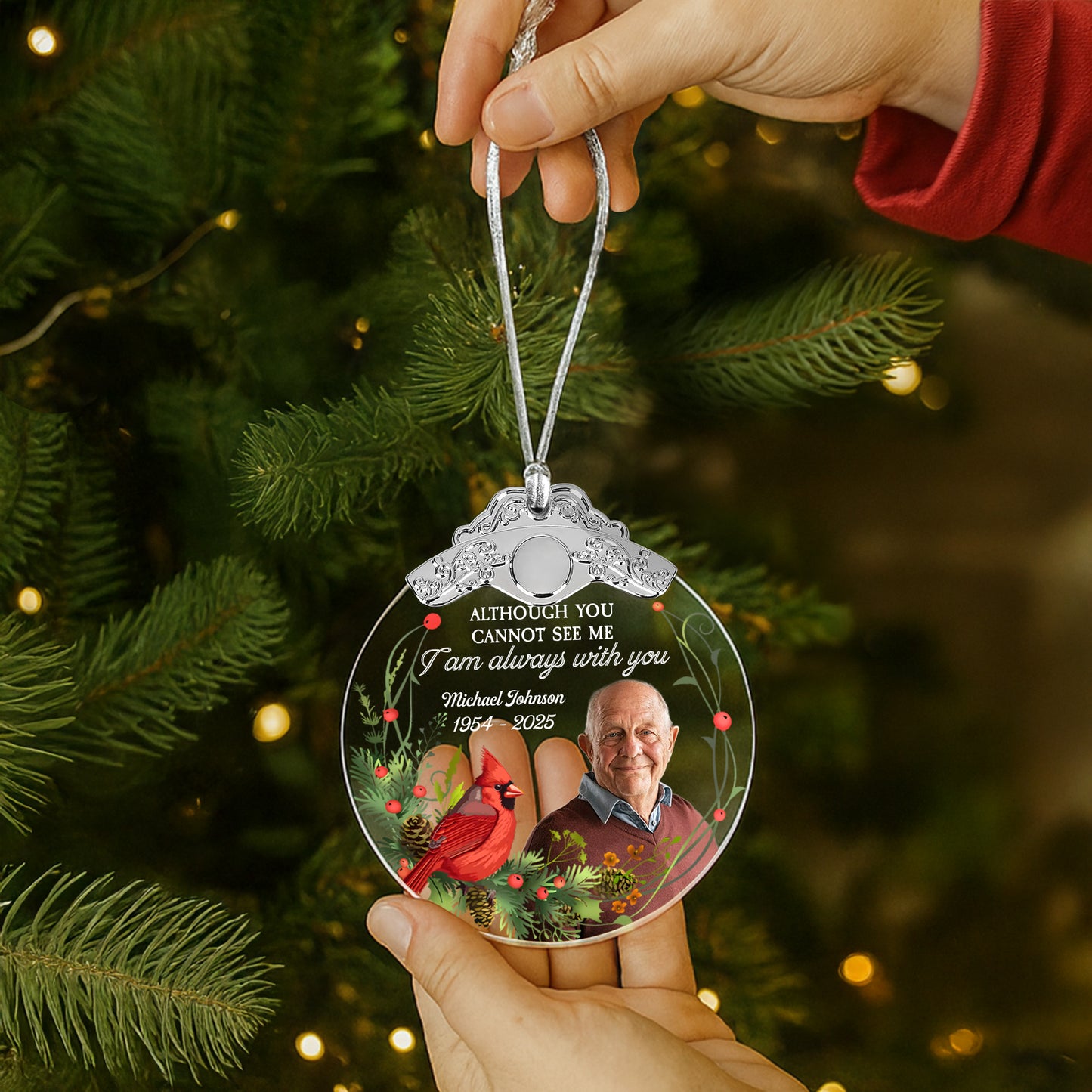Although You Cannot See Me, I Am Always With You - Personalized Glass Ornament With Silver Cap - HME257_GOSICA