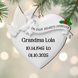 In Our Hearts Forever Heart and Dove Ornament