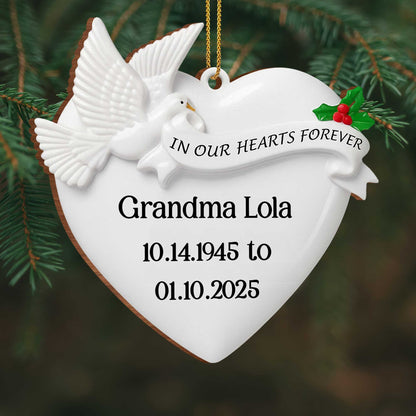 In Our Hearts Forever Heart and Dove Ornament