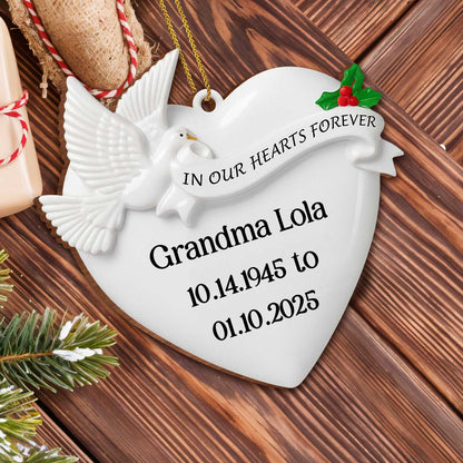 In Our Hearts Forever Heart and Dove Ornament