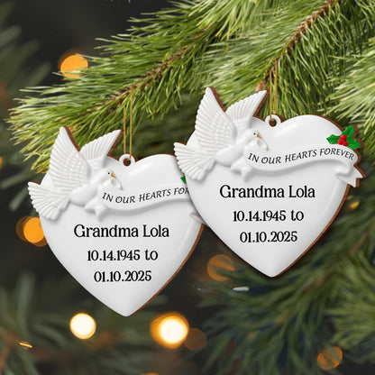 In Our Hearts Forever Heart and Dove Ornament