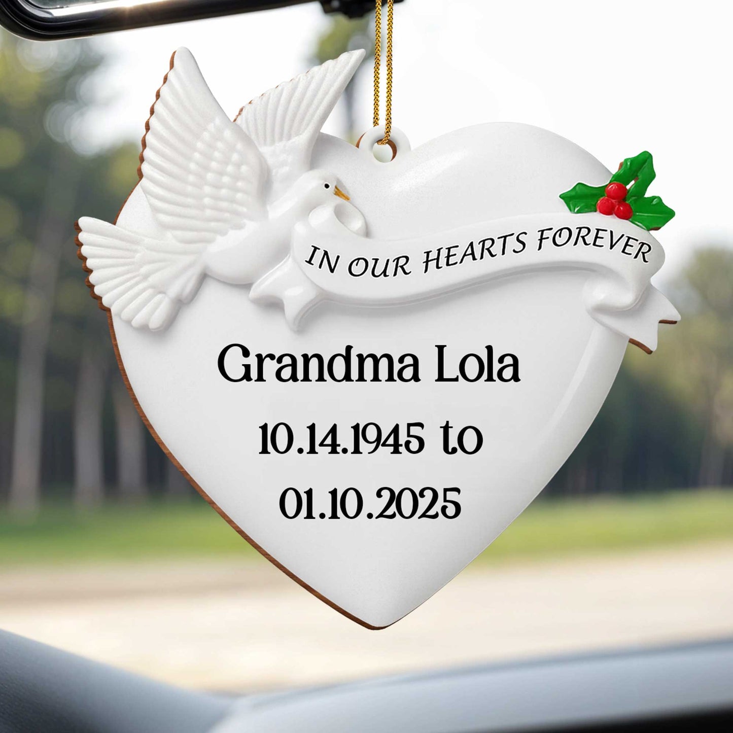 In Our Hearts Forever Heart and Dove Ornament