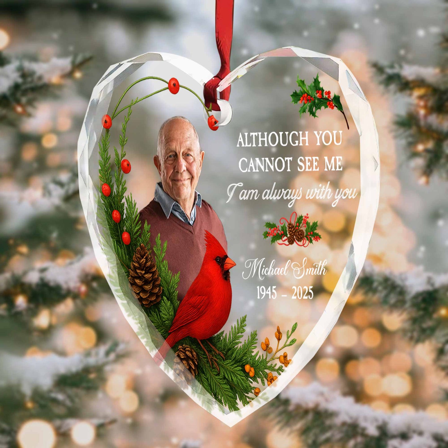 Although You Cannot See Me, Cardinal and Holly Design