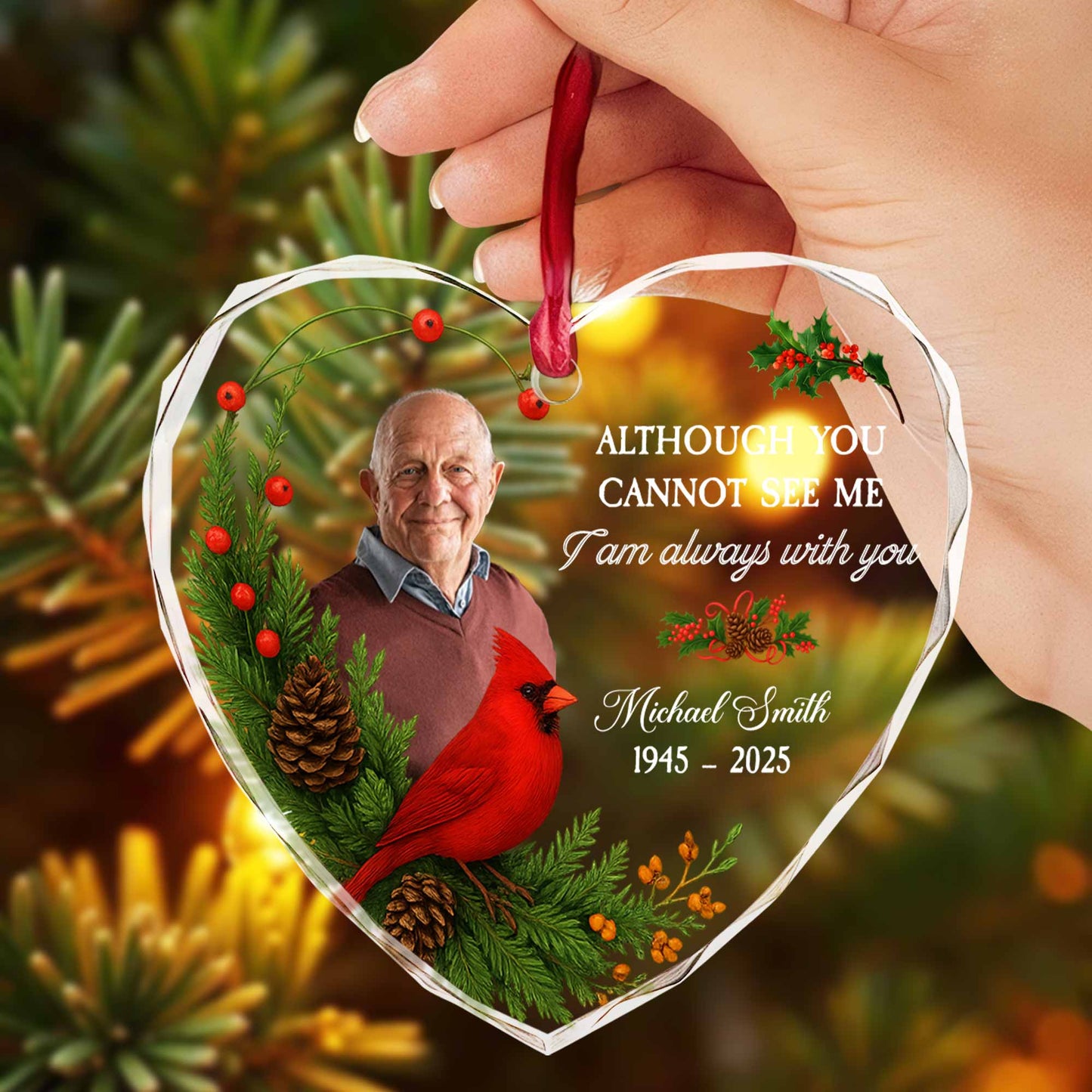 Although You Cannot See Me, Cardinal and Holly Design