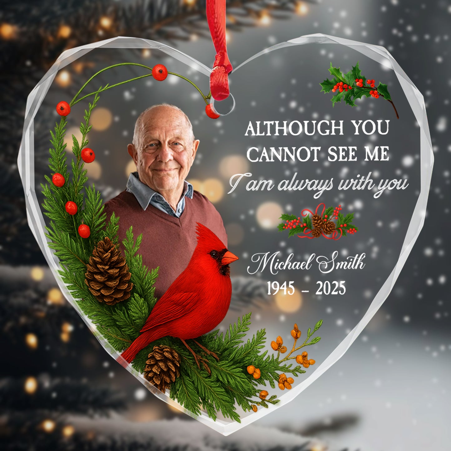 Although You Cannot See Me, Cardinal and Holly Design