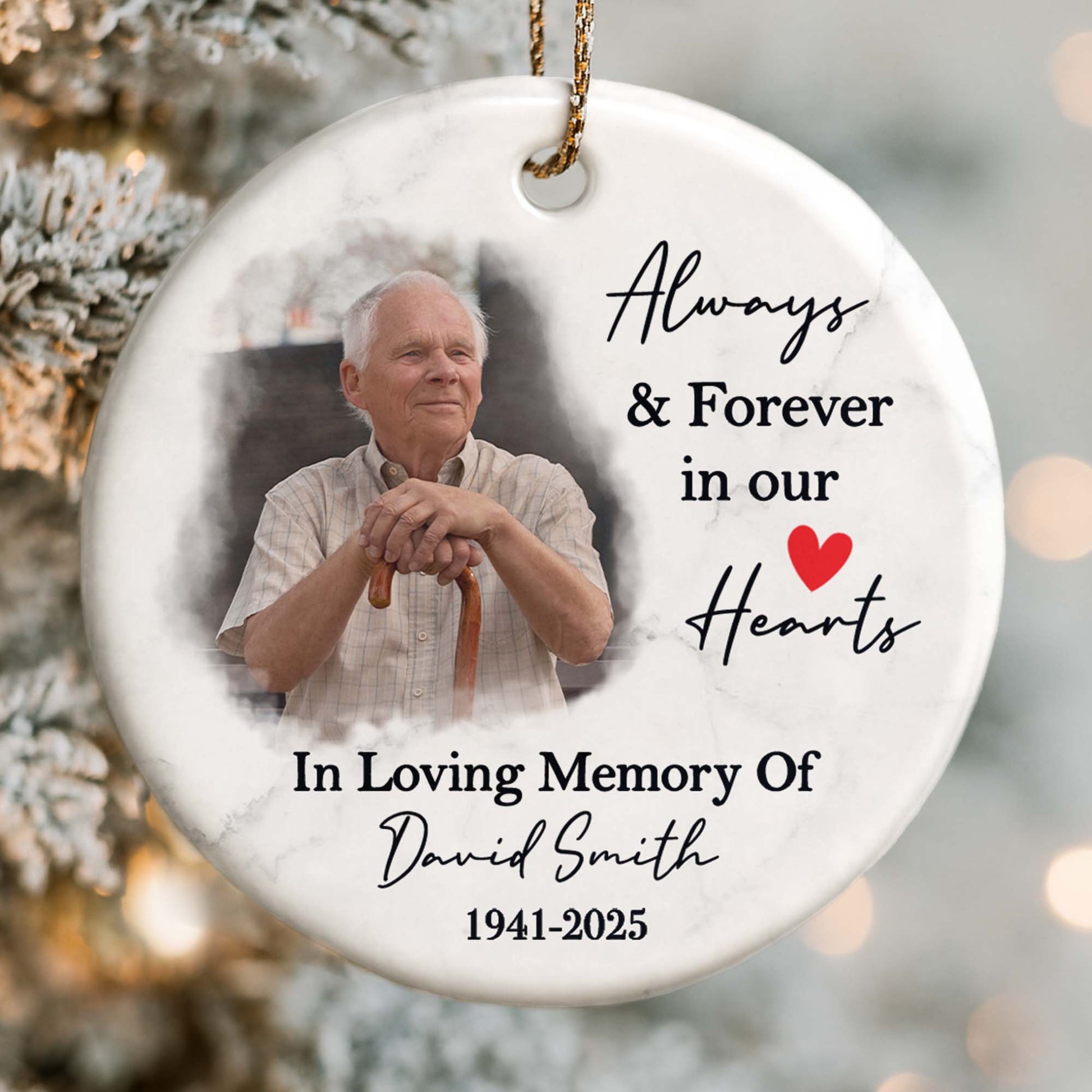 Always & Forever In Our Hearts Memorial Ornament