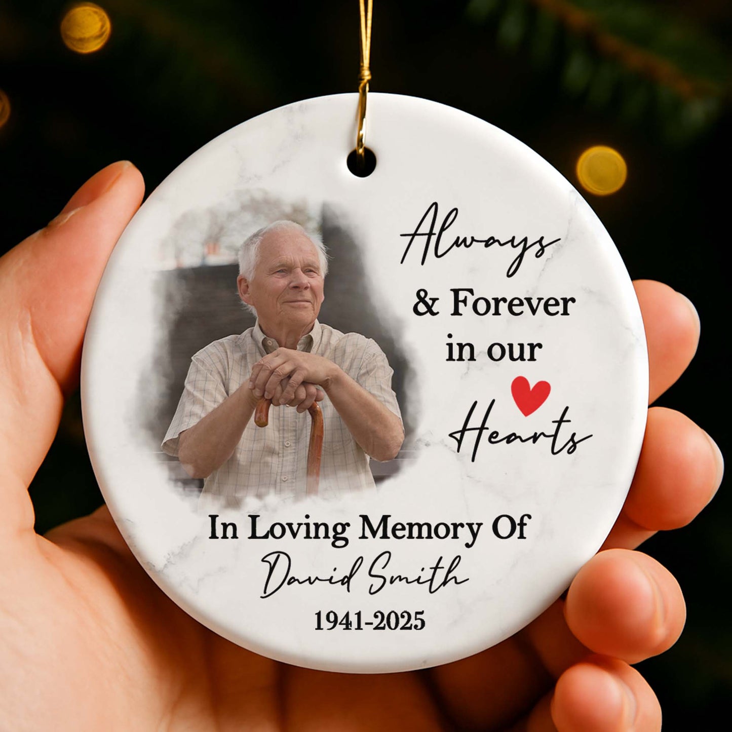Always & Forever In Our Hearts Memorial Ornament