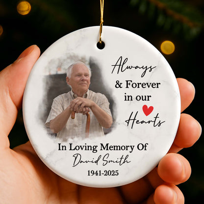 Always & Forever In Our Hearts Memorial Ornament