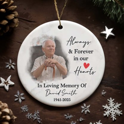 Always & Forever In Our Hearts Memorial Ornament