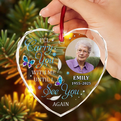 I'll Carry You With Me, Butterfly and Feathers Heart Ornament
