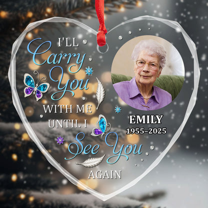 I'll Carry You With Me, Butterfly and Feathers Heart Ornament