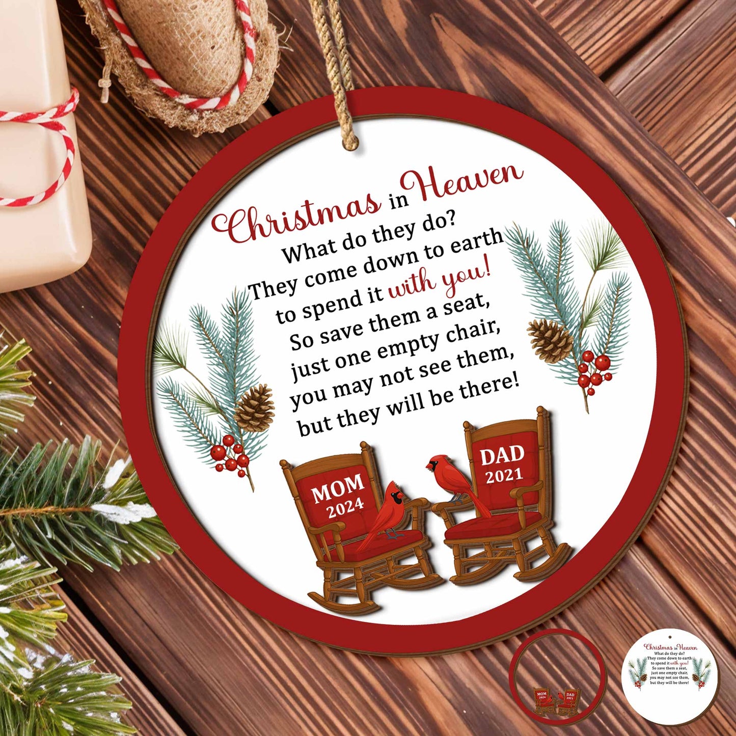 Christmas In Heaven, Cardinal Birds And Rocking Chairs