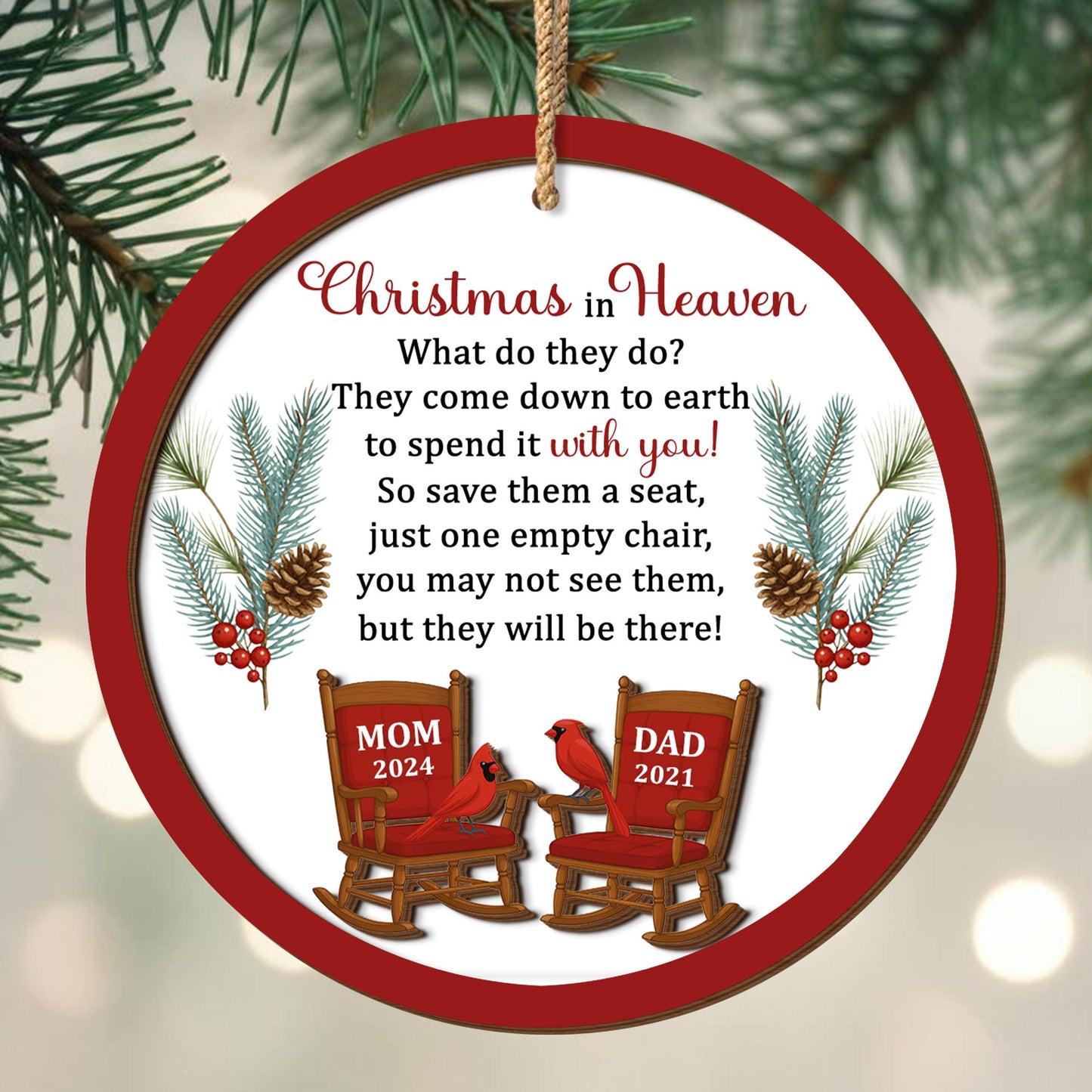 Christmas In Heaven, Cardinal Birds And Rocking Chairs