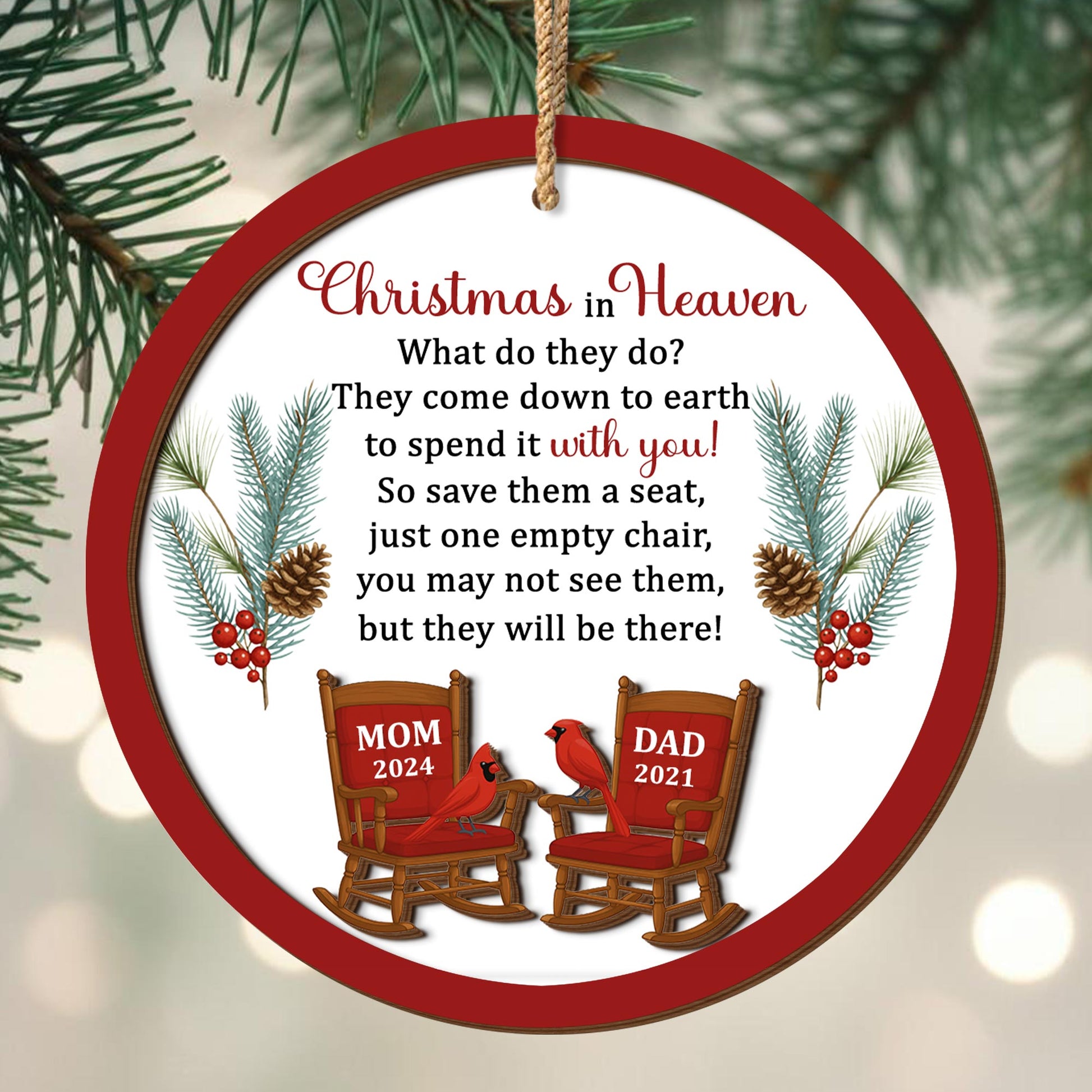 Christmas In Heaven, Cardinal Birds And Rocking Chairs