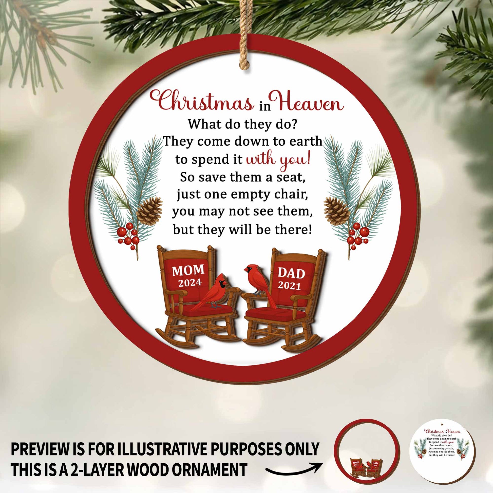 Christmas In Heaven, Cardinal Birds And Rocking Chairs