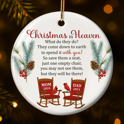 Christmas In Heaven, Pine Cones, Berries, And Cardinal Birds