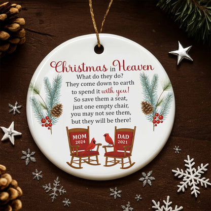 Christmas In Heaven, Pine Cones, Berries, And Cardinal Birds