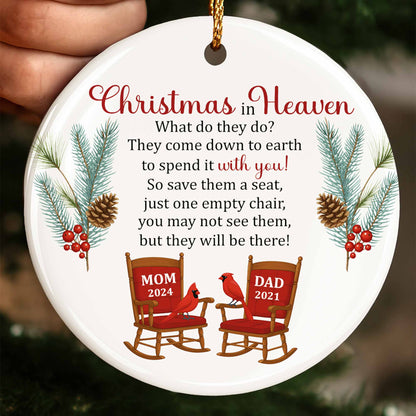 Christmas In Heaven, Pine Cones, Berries, And Cardinal Birds