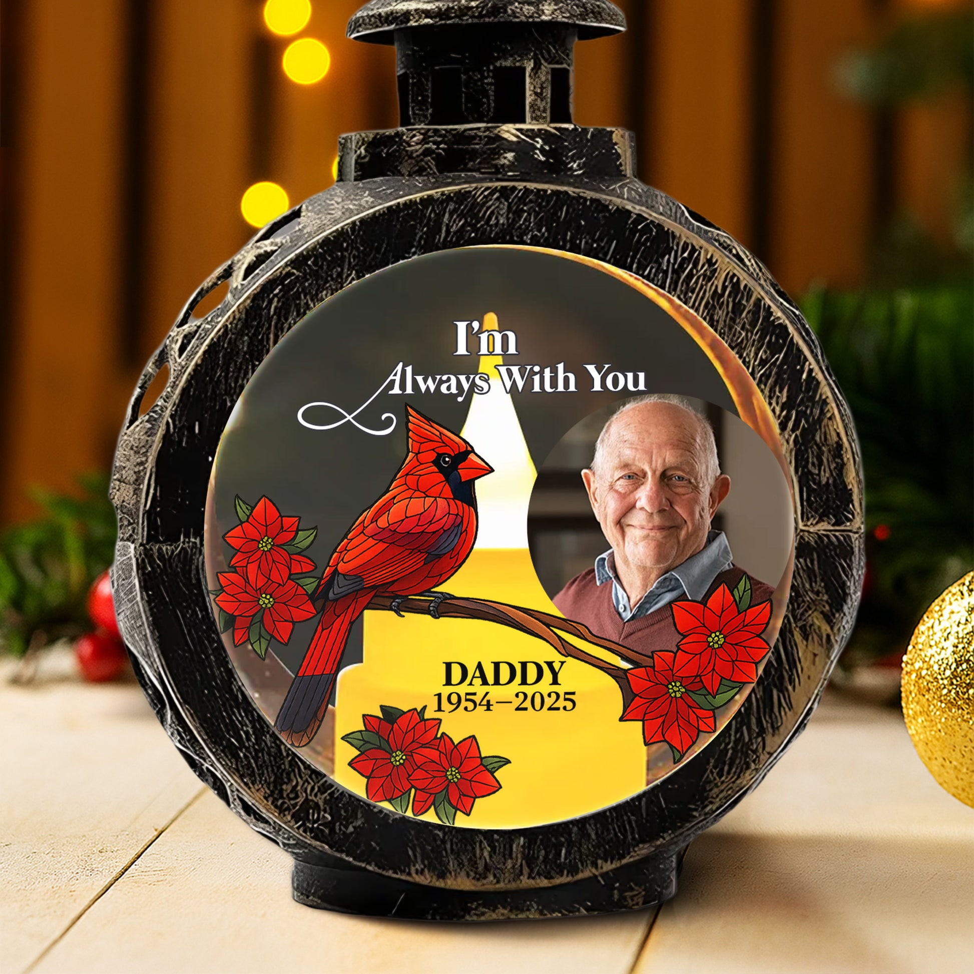 I'm Always With You Featuring Cardinal And Poinsettias