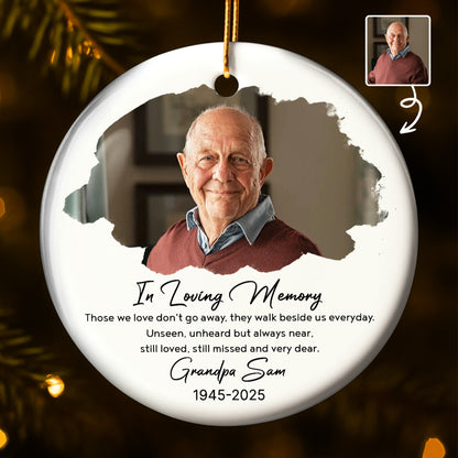 En memoria de mi abuelo - Adorno de cerámica personalizado con forma redonda - HME268_RCE