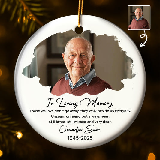 En memoria de mi abuelo - Adorno de cerámica personalizado con forma redonda - HME268_RCE