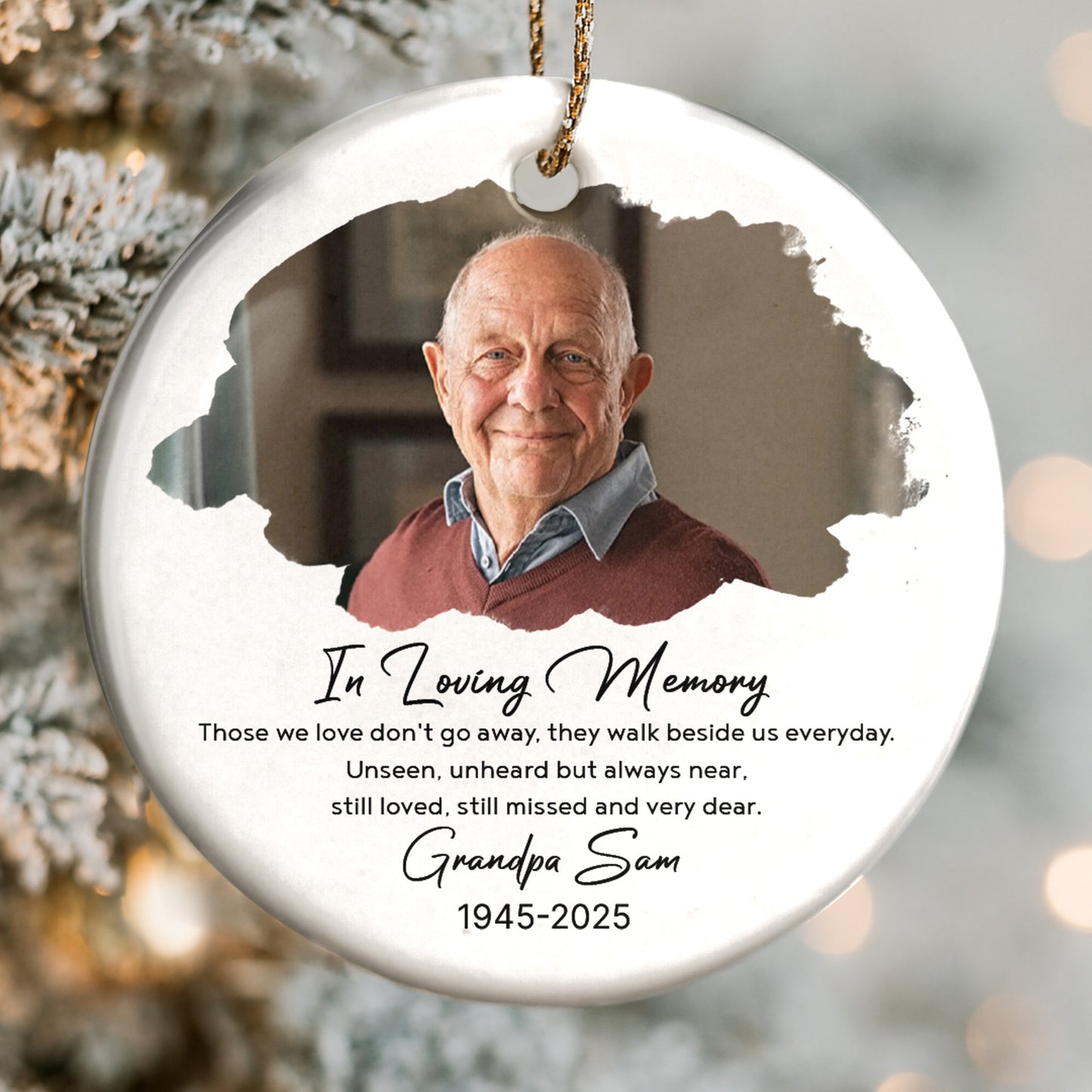 En memoria de mi abuelo - Adorno de cerámica personalizado con forma redonda - HME268_RCE