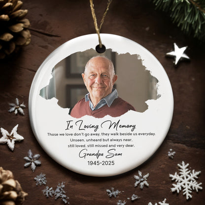 En memoria de mi abuelo - Adorno de cerámica personalizado con forma redonda - HME268_RCE