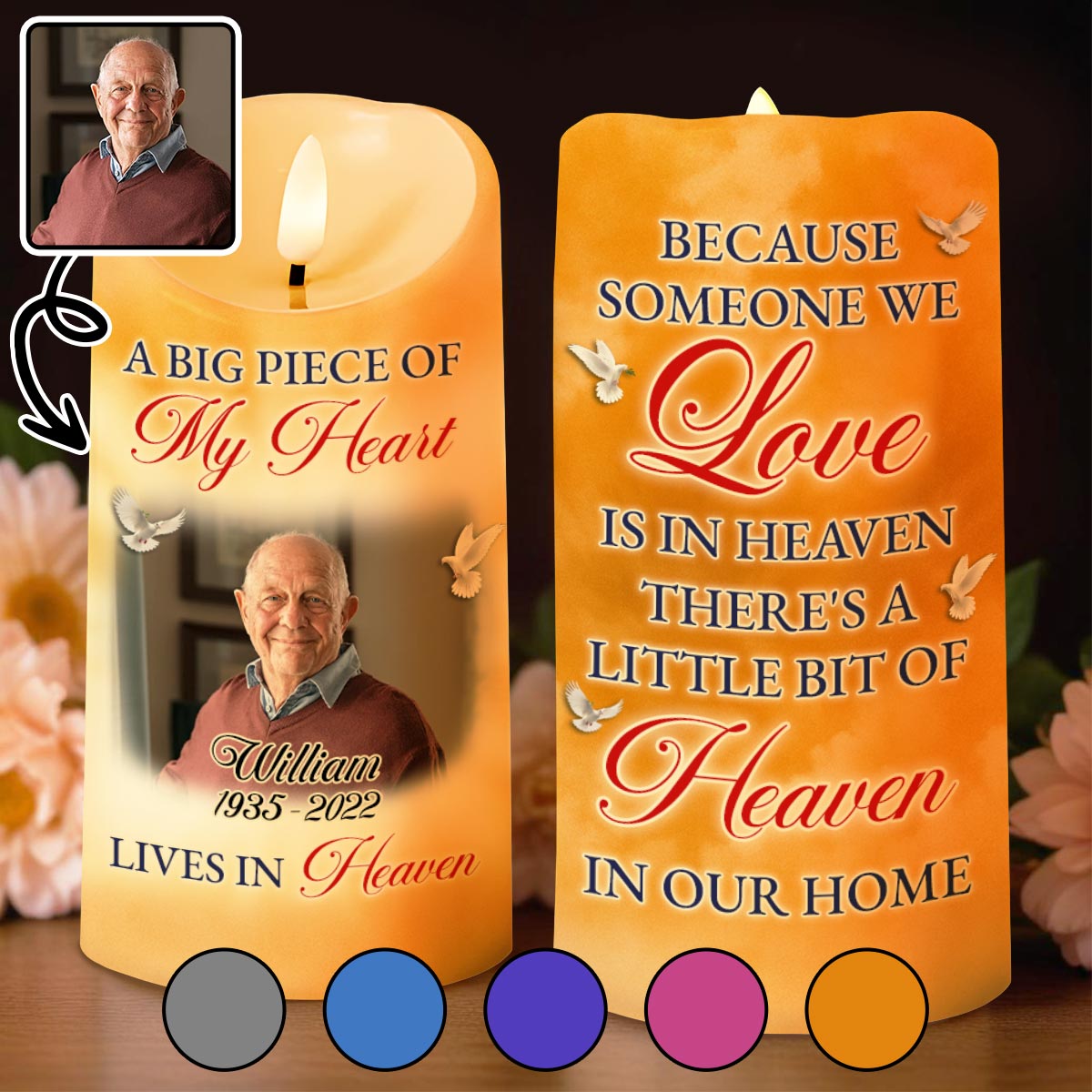 Because Someone We Love, Heaven in Our Home, Butterflies - Personalized Custom LED Candle - HME270_LECA