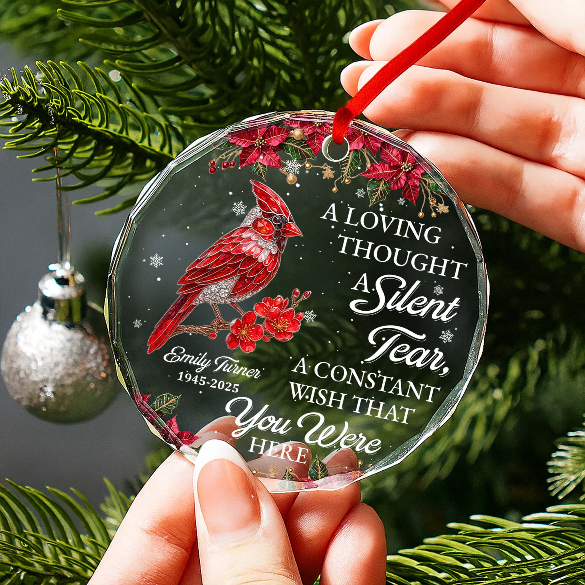 A Loving Thought With Cardinal And Poinsettia