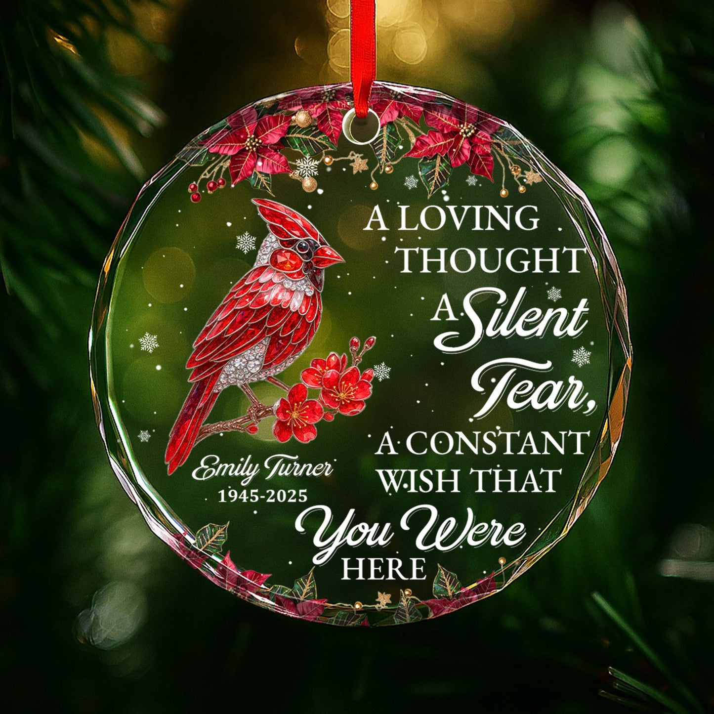 A Loving Thought With Cardinal And Poinsettia