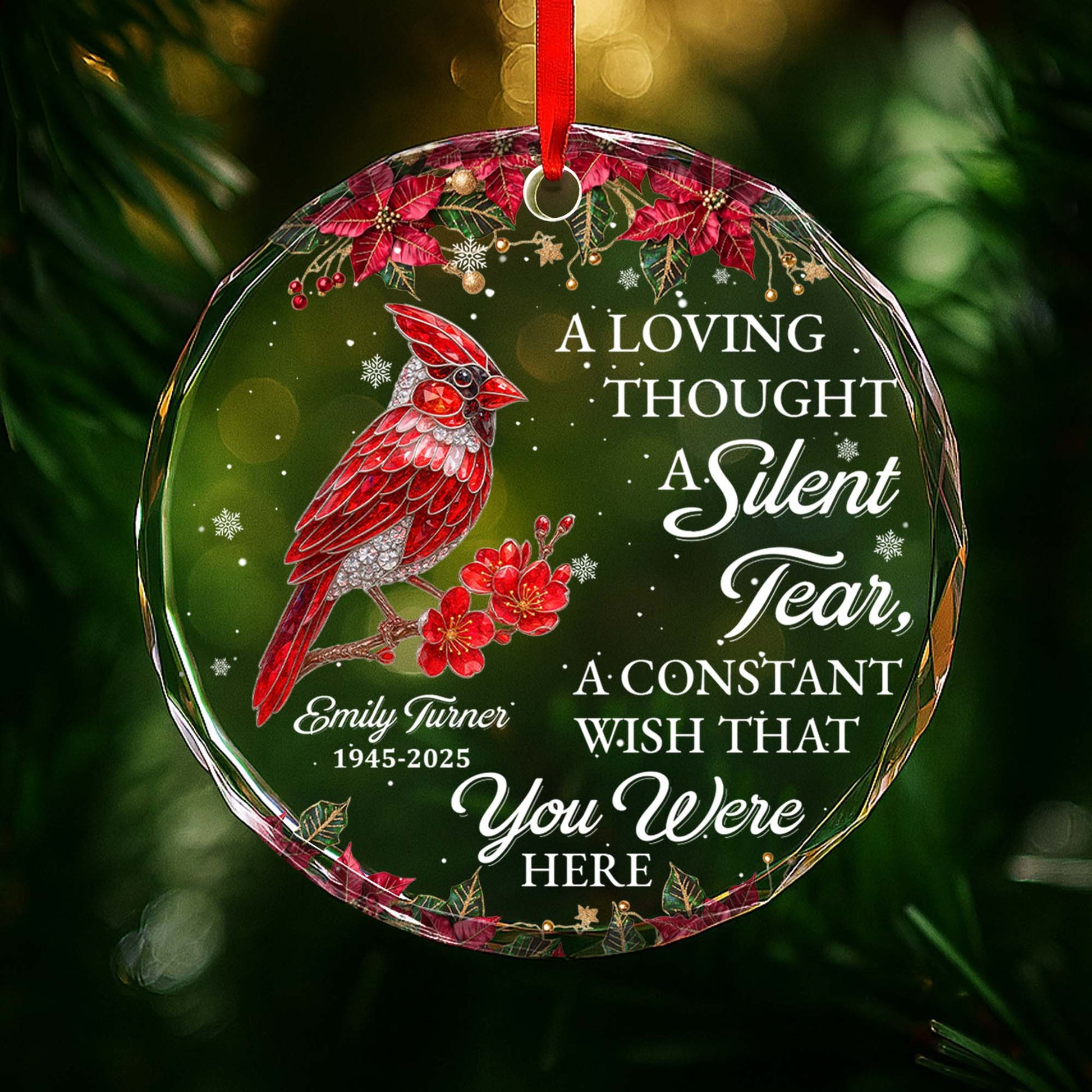 A Loving Thought With Cardinal And Poinsettia
