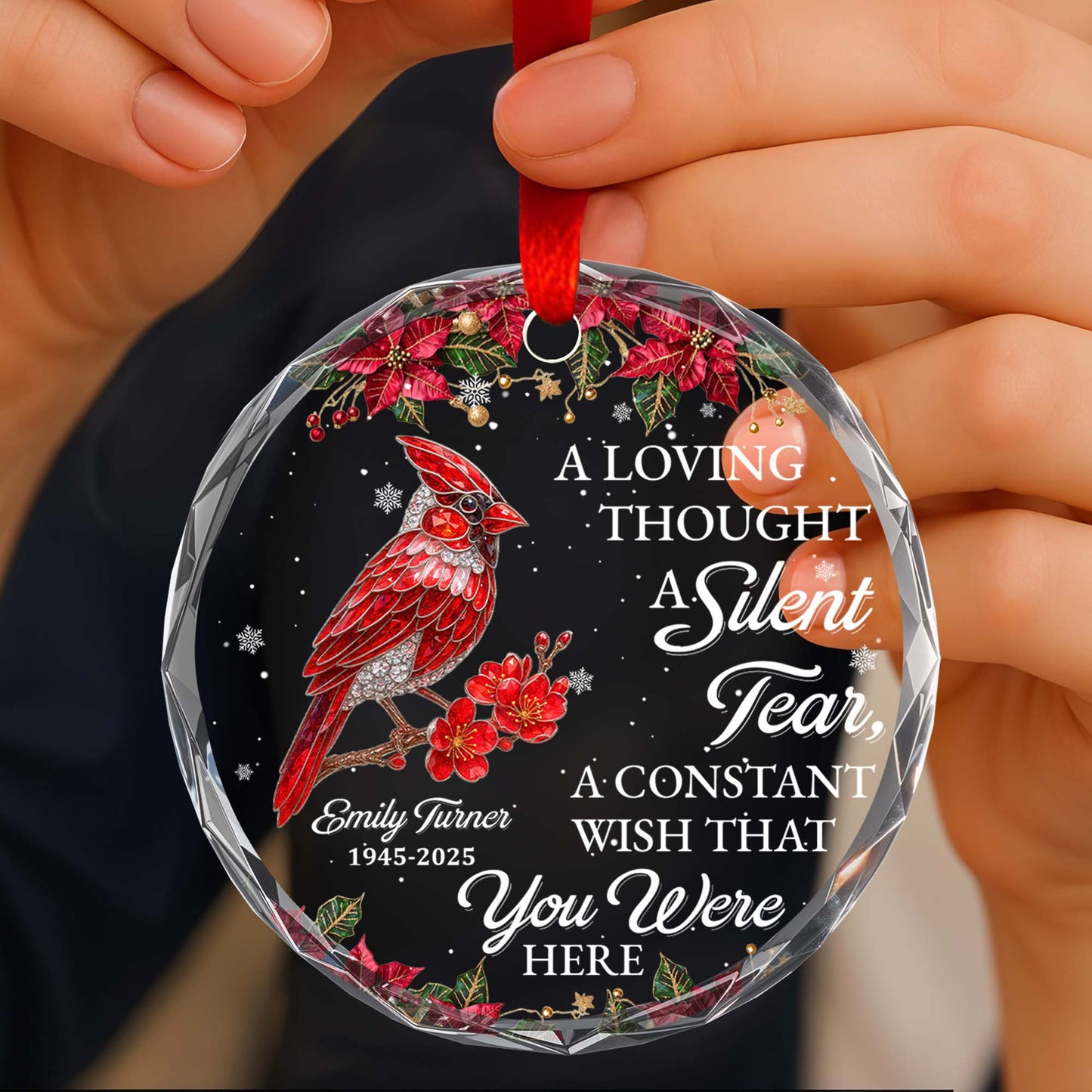 A Loving Thought With Cardinal And Poinsettia