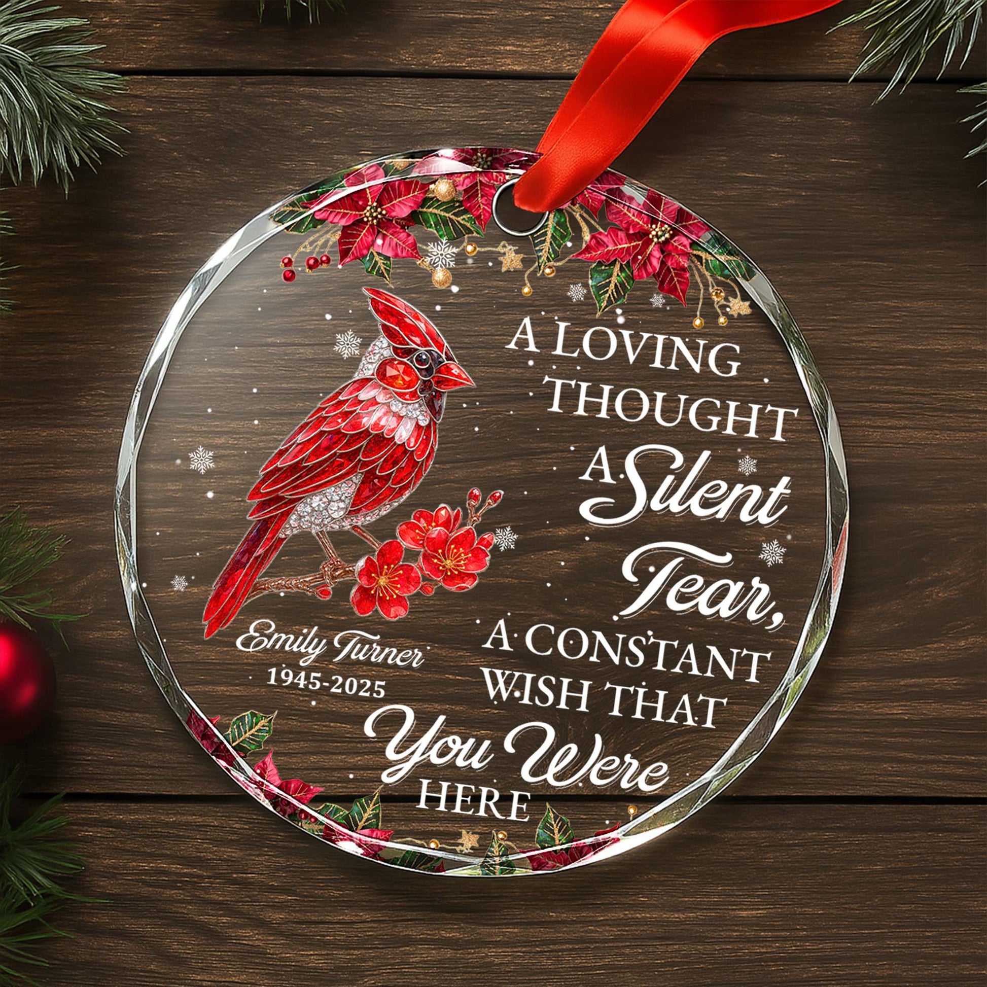 A Loving Thought With Cardinal And Poinsettia