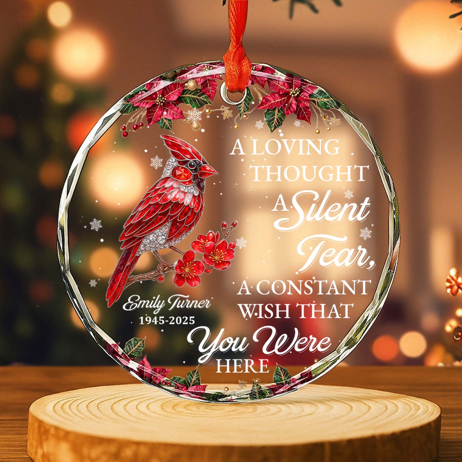 A Loving Thought With Cardinal And Poinsettia