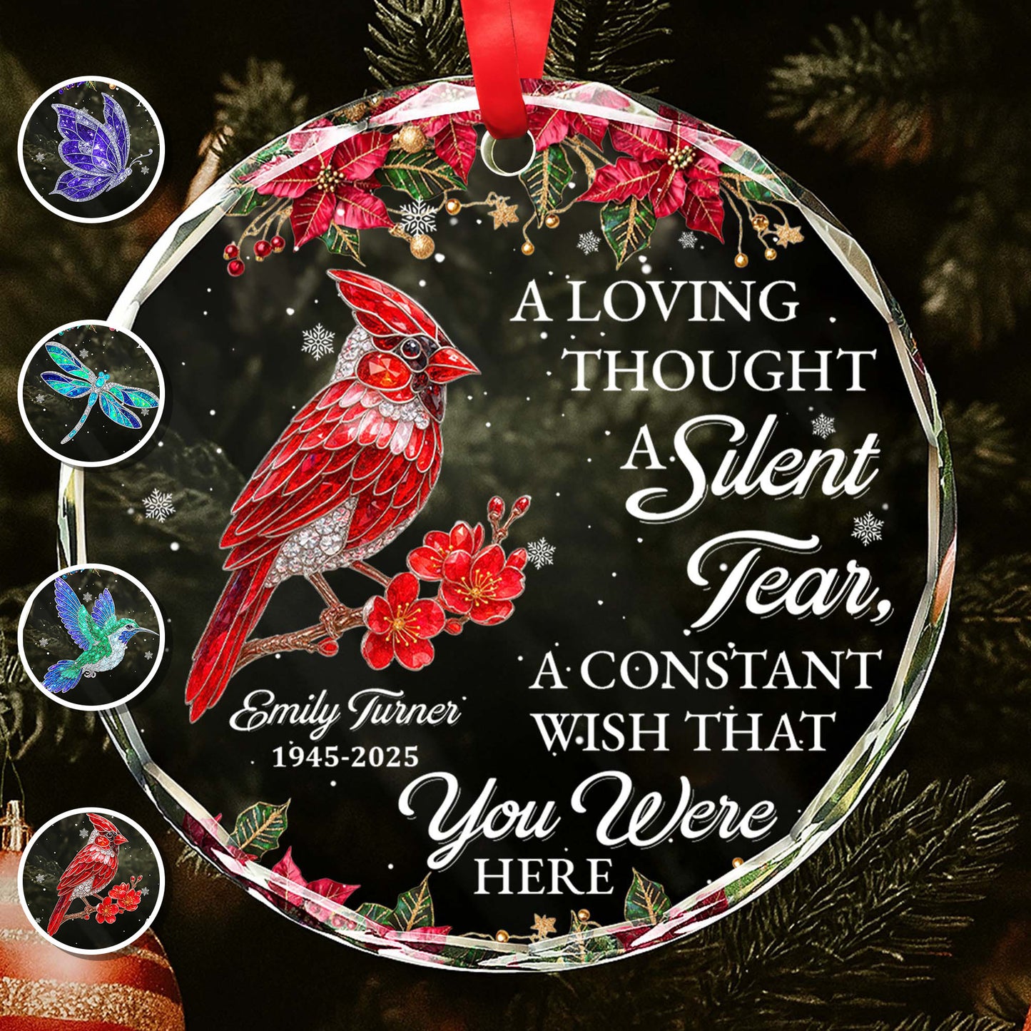 A Loving Thought With Cardinal And Poinsettia
