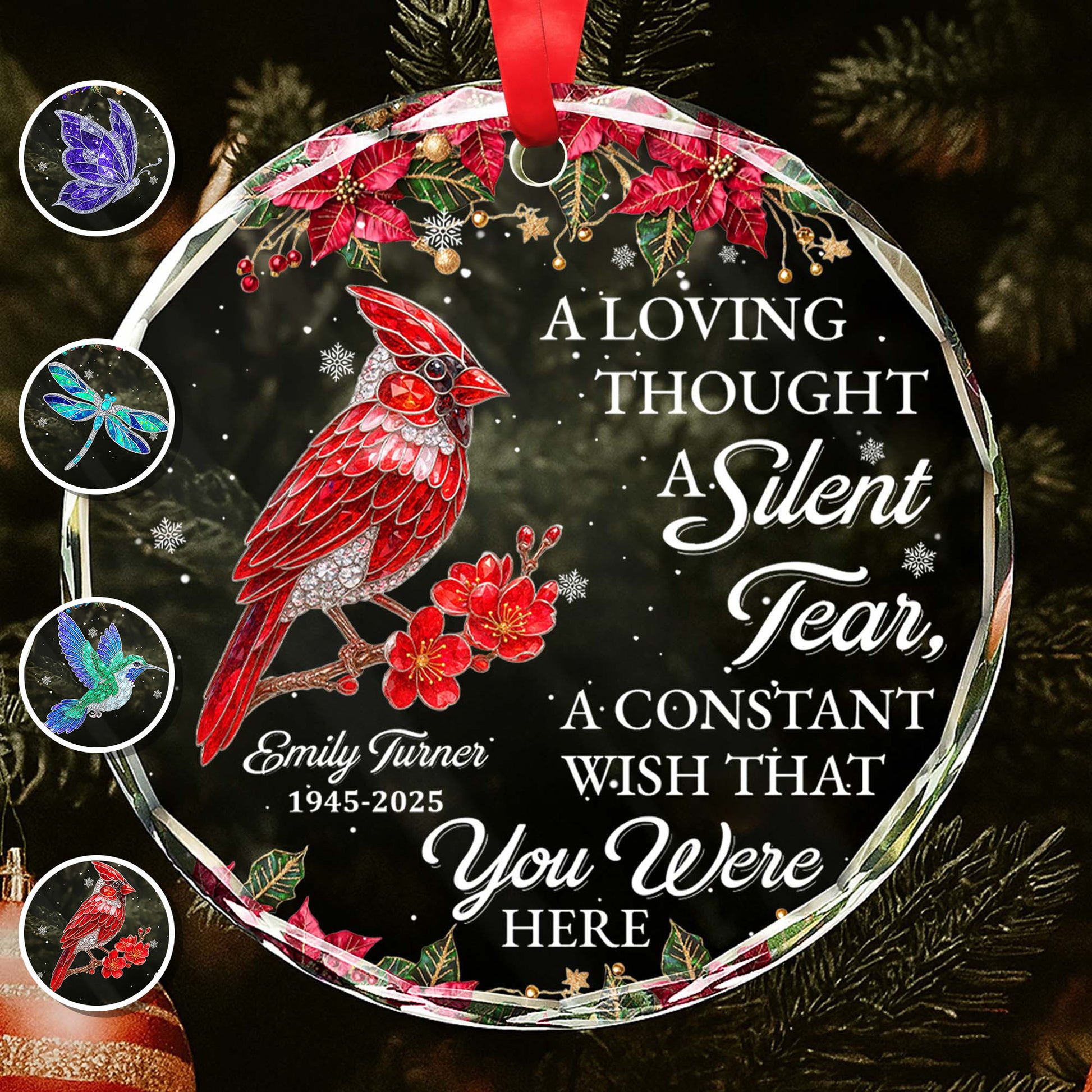 A Loving Thought With Cardinal And Poinsettia