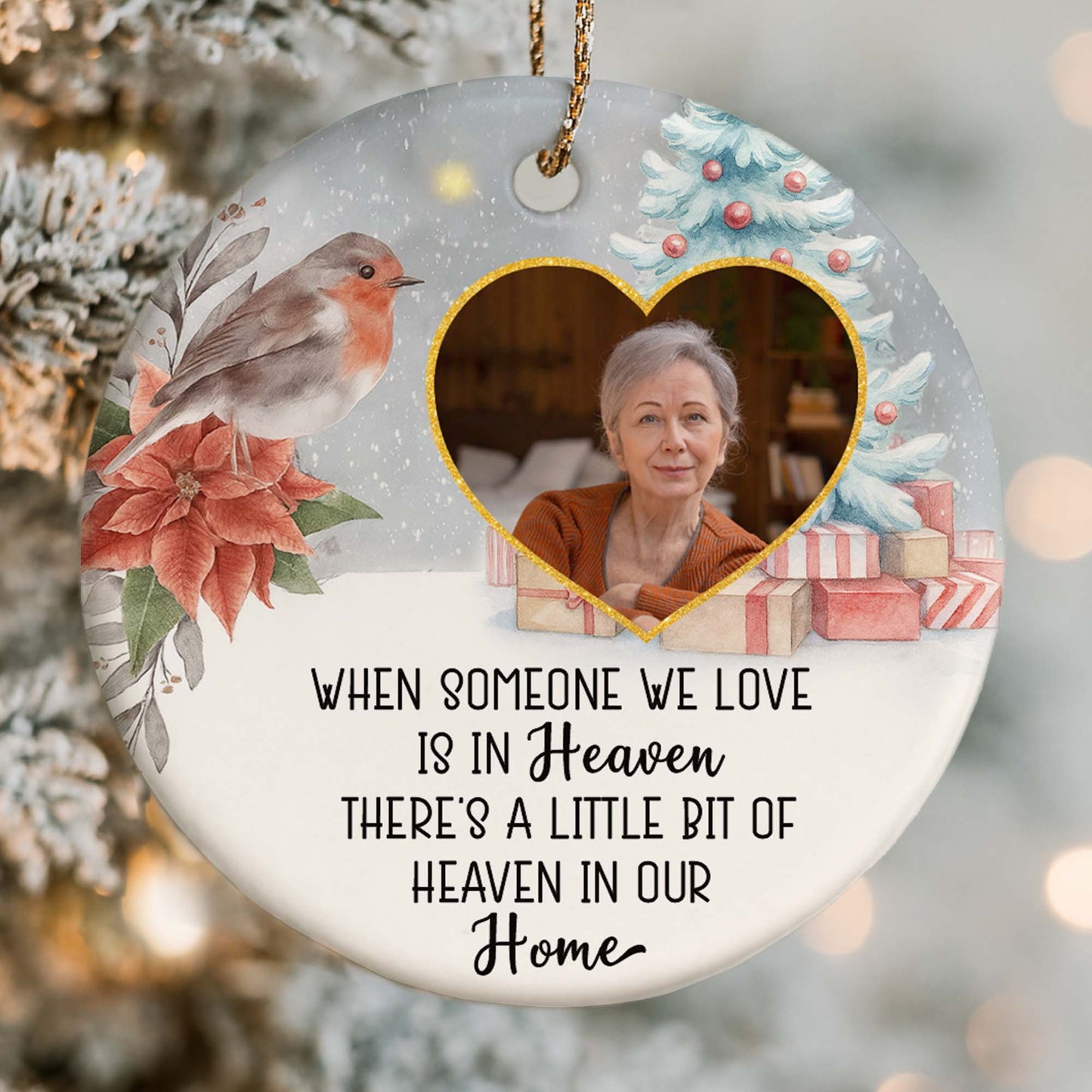 When Someone We Love Is In Heaven, Bird, Poinsettia, Christmas Tree