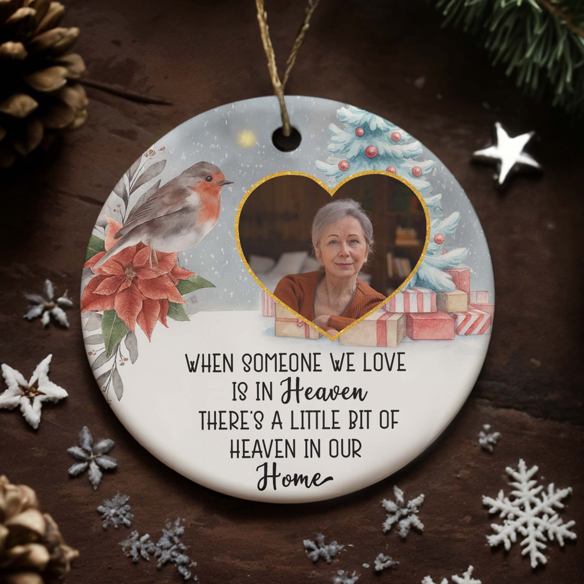 When Someone We Love Is In Heaven, Bird, Poinsettia, Christmas Tree